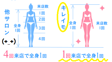 キレイモ 料金 来店１回当たりの施術範囲